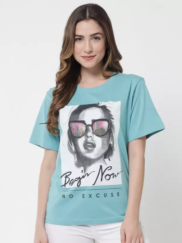 Over Size T Shirt Women Graphic Print Round Neck Light Blue T-Shirt ₹700.00 Original price was: ₹700.00.₹600.00